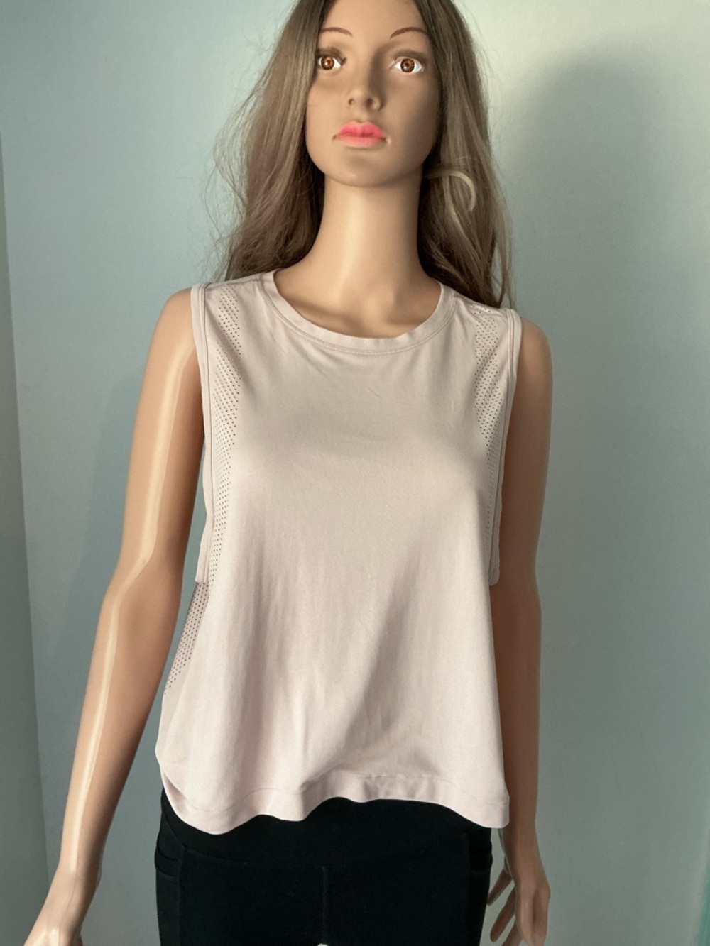 PINK Victoria's Secret Light Pink Mesh-Panel Tank Top
